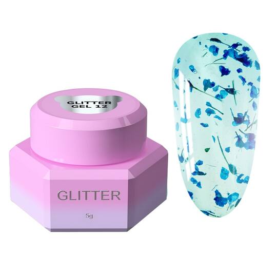 You Are Cute. Glitter Gel #12, 5 ml, Прозорий гель з сухоцвітами