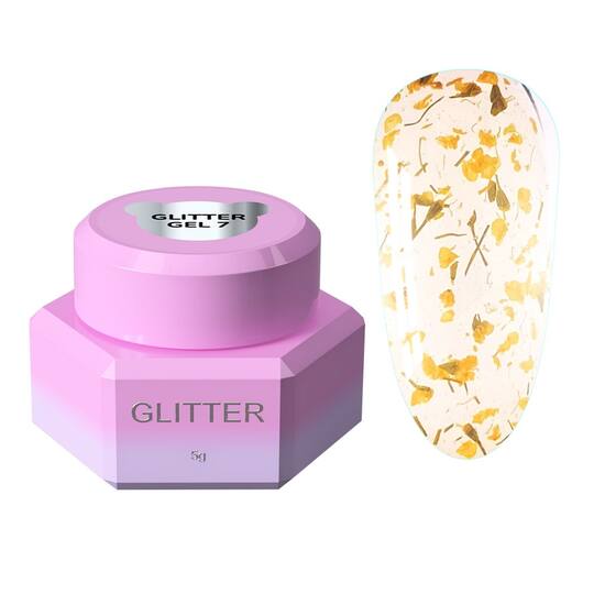You Are Cute. Glitter Gel #07, 5 ml, Прозорий гель з сухоцвітами
