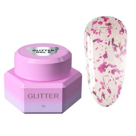 You Are Cute. Glitter Gel #08, 5 ml, Прозорий гель з сухоцвітами