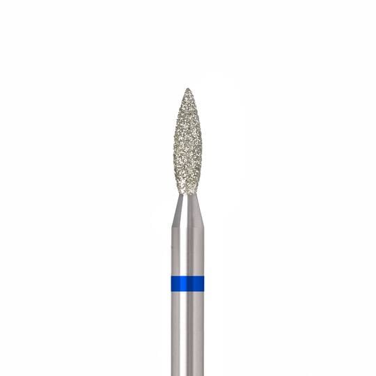 Ülka. Diamond nail bit, flame, blue, Ø 2.1 mm / роб. частина 8 mm, Фреза алмазна "Полум'я" синя, гостра