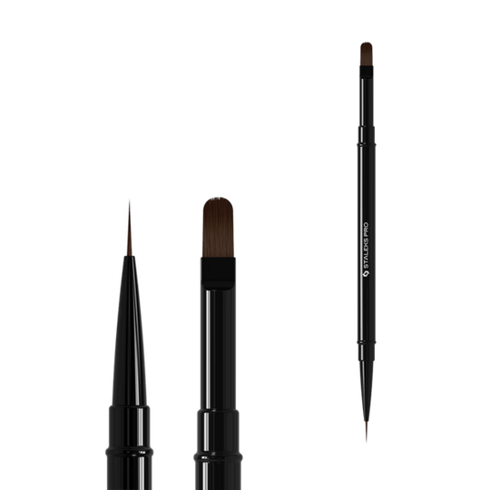 STALEKS. Manicure brush liner and Gel brush, Expert 10 mm / 11 mm. Пензлик-лайнер та для гелю двосторонній