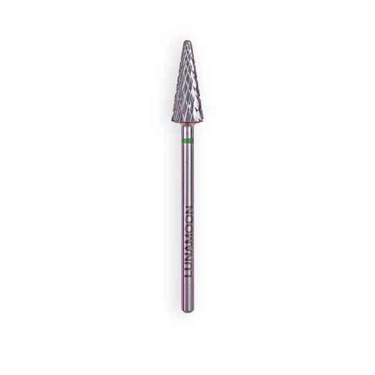 LUNAmoon. Carbide nail bit, cone, green, Фреза твердосплавна "Ялинка", зелена, Ø 4.5 mm