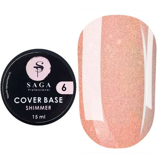 SAGA. Shimmer base, #06, 15 ml. Кольорова база з шимером