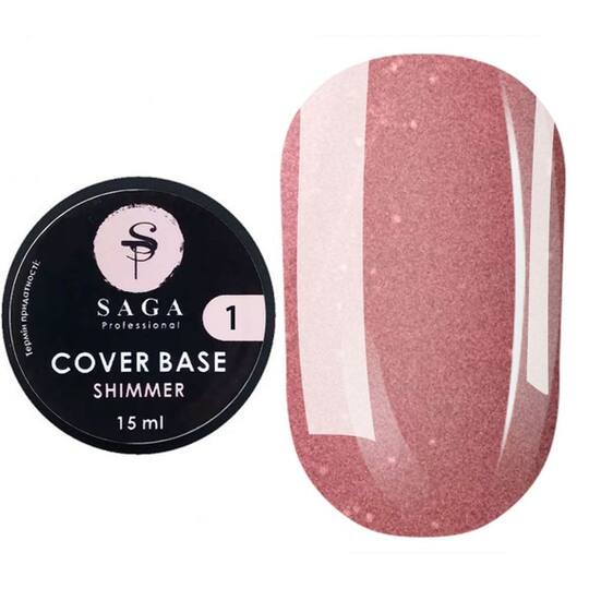 SAGA. Shimmer base, #01, 15 ml. Кольорова база з шимером