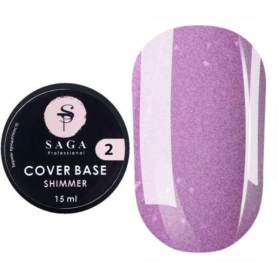 SAGA. Shimmer base, #02, 15 ml. Кольорова база з шимером