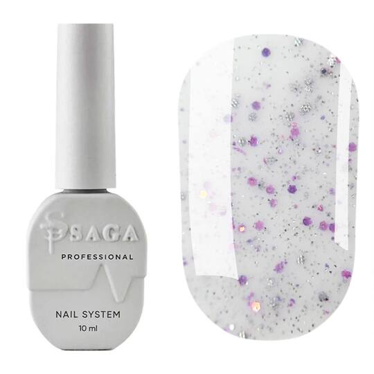 SAGA. Sugar base, #01, 10 ml. Кольорова база з блискітками