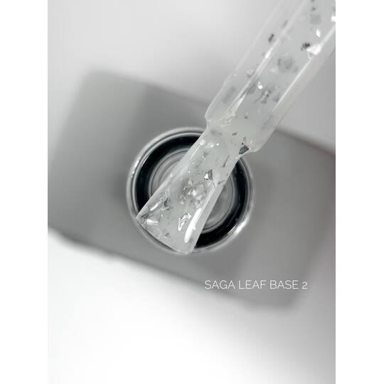 SAGA. Leaf base, #02, 10 ml. Кольорова база із срібною поталлю