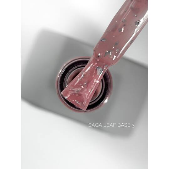 SAGA. Leaf base, #03, 10 ml. Кольорова база із срібною поталлю