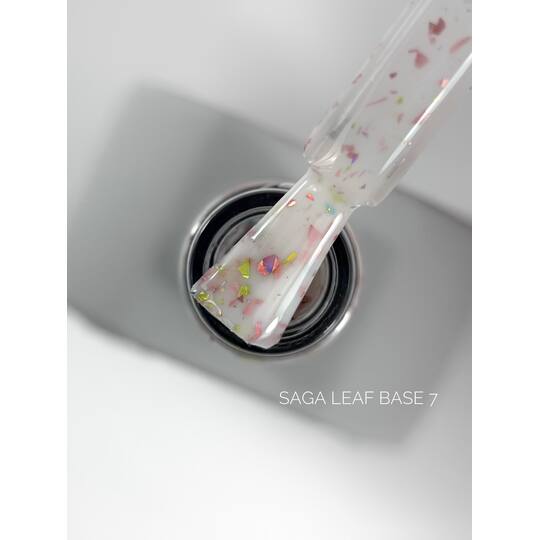 SAGA. Leaf base, #07, 10 ml. Кольорова база із різнокольоровою поталлю