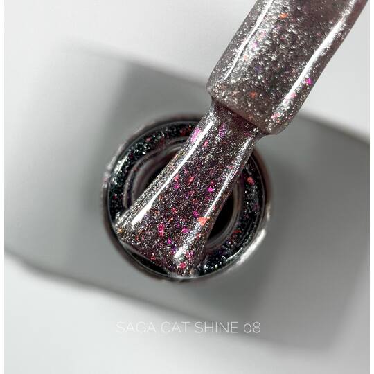 SAGA. Cat's Eye Gel Polish "Cat Shine", #08, 10 ml. Гель-лак "Котяче око"
