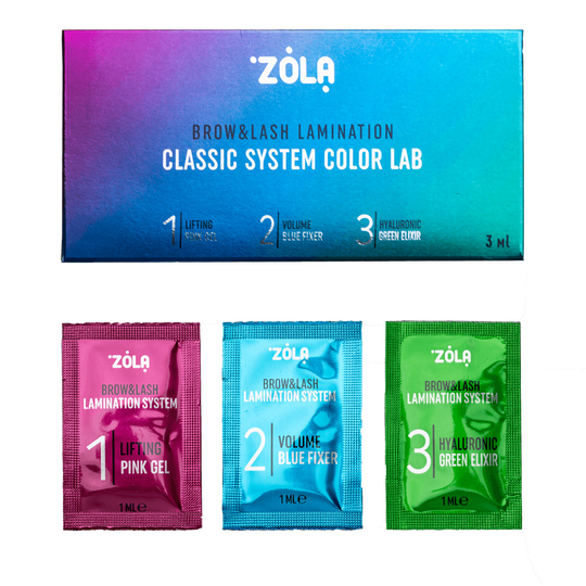 ZOLA. Lamination Set, Classic System Color Lab in Sachet (3 x 1 ml). Набір для ламінування брів та вій у саше