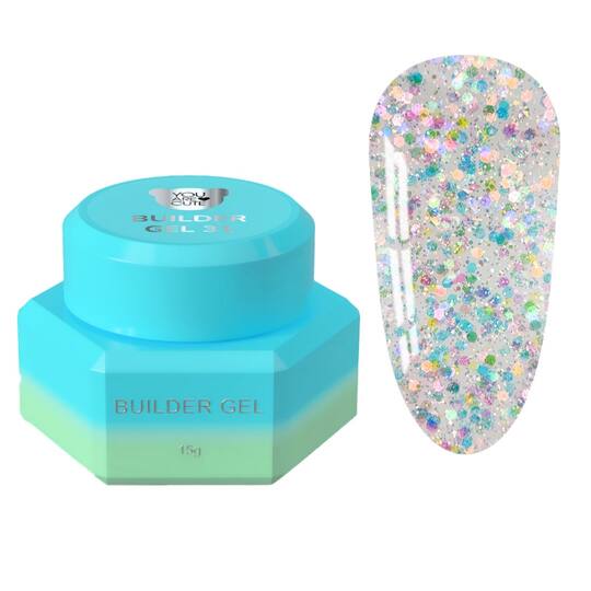 You Are Cute. Builder Gel #31, 15 ml, гель для нарощування з блискучими частинками