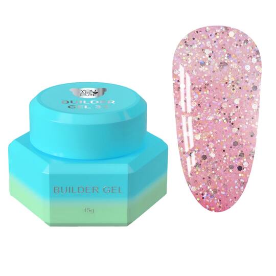 You Are Cute. Builder Gel #32, 15 ml, гель для нарощування з блискучими частинками