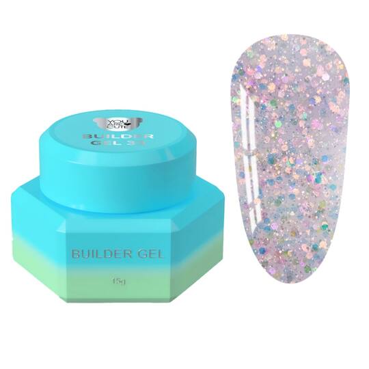 You Are Cute. Builder Gel #33, 15 ml, гель для нарощування з блискучими частинками