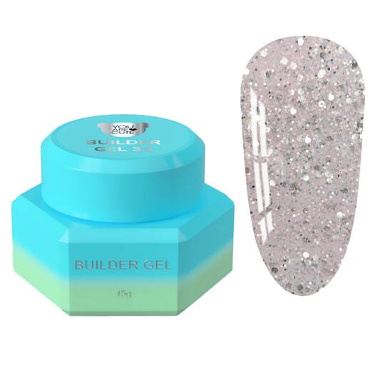 You Are Cute. Builder Gel #34, 15 ml, гель для нарощування з блискучими частинками