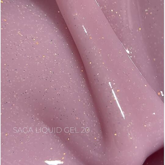 SAGA. Liquid Gel, 15 ml, #20. Рідкий гель для укріплення та нарощування з шимером