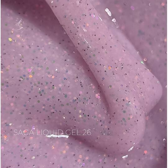 SAGA. Liquid Gel, 15 ml, #26. Рідкий гель для укріплення та нарощування з шимером
