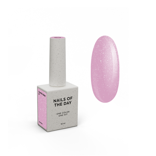 NOTD. Cover Base, NEW Formula #27, 10 ml, рожева камуфлююча база зі срібним шимером