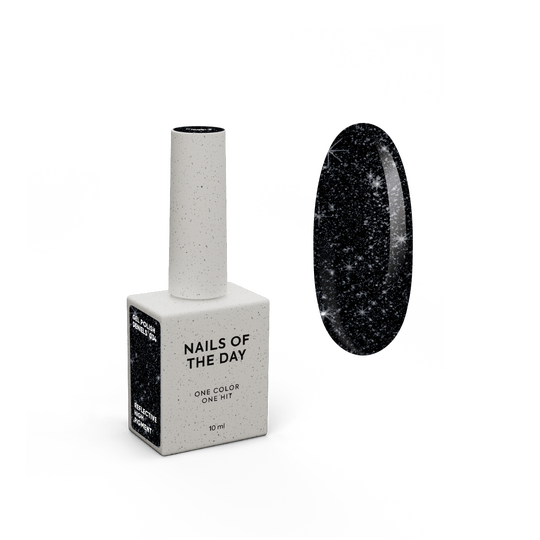 NOTN. Gel polish, Deniels, #034, 10 ml. Гель-лак світловідбиваючий, пігментований чорний зі срібним шиммером