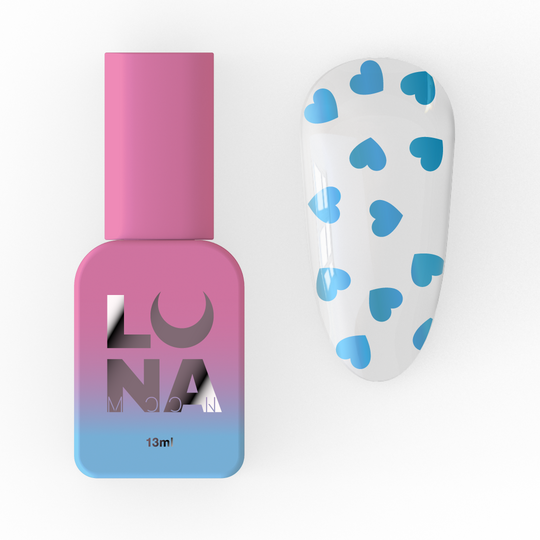 LUNAmoon. Blue Romantic Top Coat, 13 ml, топ з блакитними сердечками