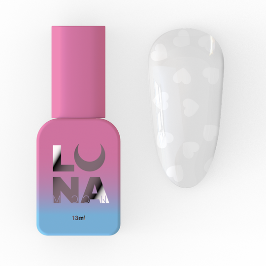 LUNAmoon. White Romantic Top Coat, 13 ml, топ з білими сердечками