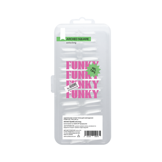 ADORE. Funky Gel Tips, Arched Square Extra Long, 240 pcs. Гелеві тіпси, екстра довгий квадрат