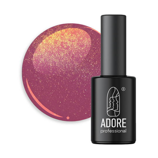 ADORE. Cat's Eye Gel Polish, #U-02, 8 ml. Гель-лак "котяче око"-хамелеон, бордово-сливовий  із бронзовим відблиском