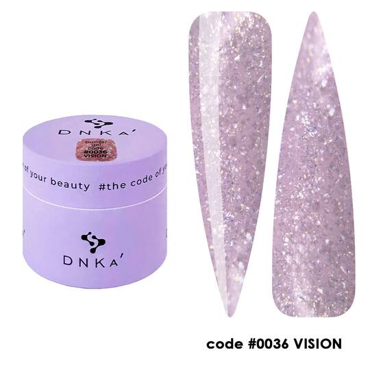 DNKa’. Builder Gel Vision #0036, 15 ml, гель для моделювання з блискітками