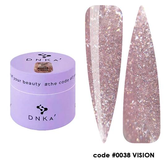 DNKa’. Builder Gel Vision #0038, 15 ml, гель для моделювання з блискітками