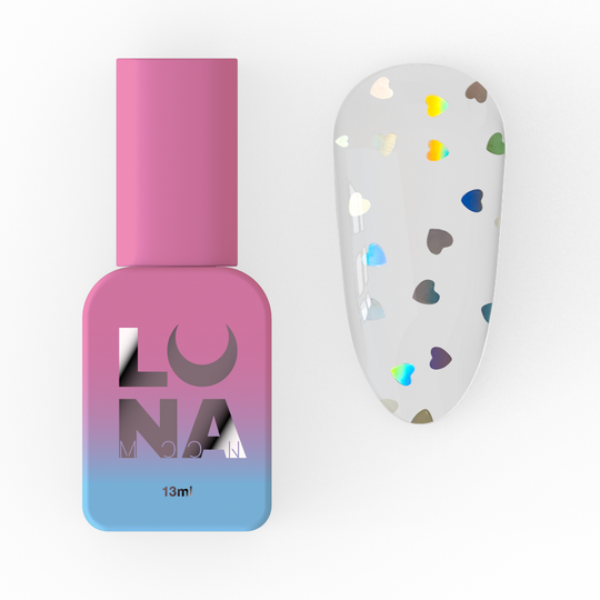 LUNAmoon. Heartbeat Top Coat, №2, 13 ml, топ з дрібними голографічними сердечками