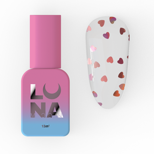 LUNAmoon. Heartbeat Top Coat, №3, 13 ml, топ з дрібними рожево-золотистими сердечками