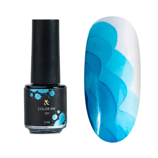 F.O.X. Color Ink, #001, 5 ml, Blue. Кольорова туш для дизайну в акварельній техніці