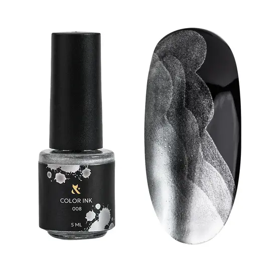 F.O.X. Color Ink, #008, 5 ml, Silver. Кольорова туш для дизайну в акварельній техніці