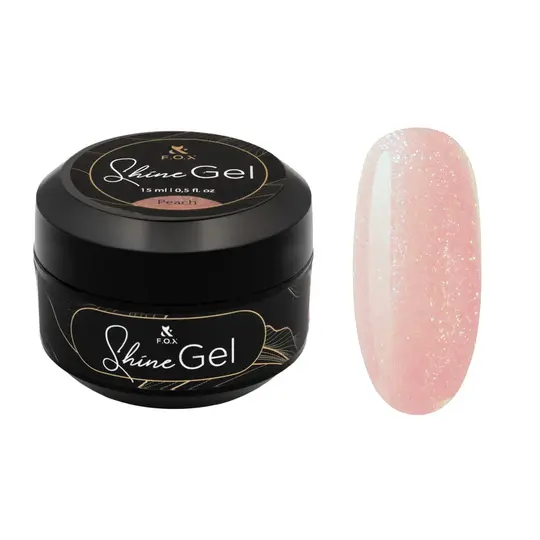 F.O.X. Shine Gel, 15 ml, Peach. Гель для укріплення натуральних нігтів, рожевий з шимером
