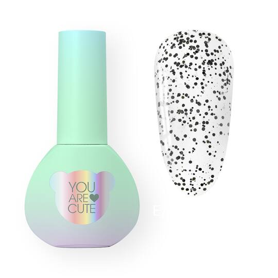 You Are Cute. Easy Peasy Top Coat, #2, 5 ml, прозорий топ з чорними часточками