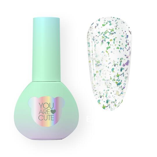 You Are Cute. Easy Peasy Top Coat, #4, 5 ml, прозорий топ з кольоровою поталлю