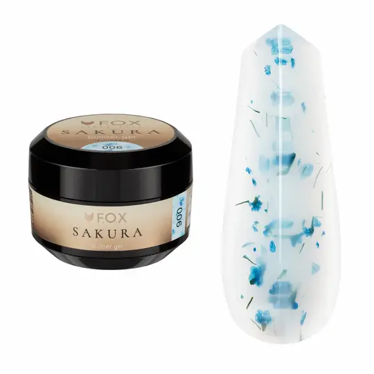 F.O.X. Sakura Builder Gel #006,15 ml. Трифазний гель для моделювання нігтів, з сухоцвітами