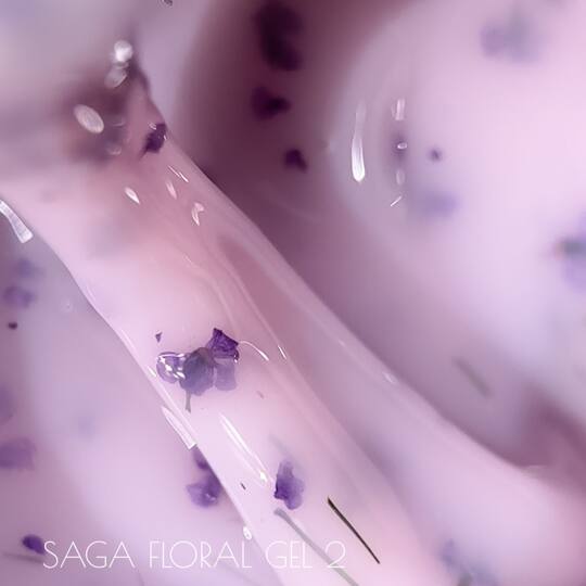 SAGA. Liquid Floral Gel, 15 ml, #02. Рідкий гель для укріплення та нарощування з сухоцвітами