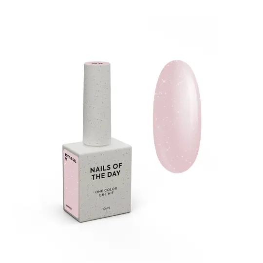 NOTD. Bottle Gel, shimmer, #46, 10 ml, надміцний гель для укріплення нігтів, молочно-рожевий зі сріблястим шиммером