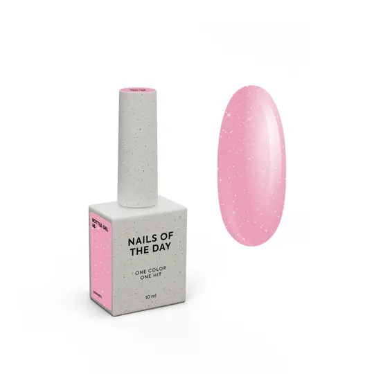 NOTD. Bottle Gel, shimmer, #48, 10 ml, надміцний гель для укріплення нігтів, рожевий зі сріблястим шиммером