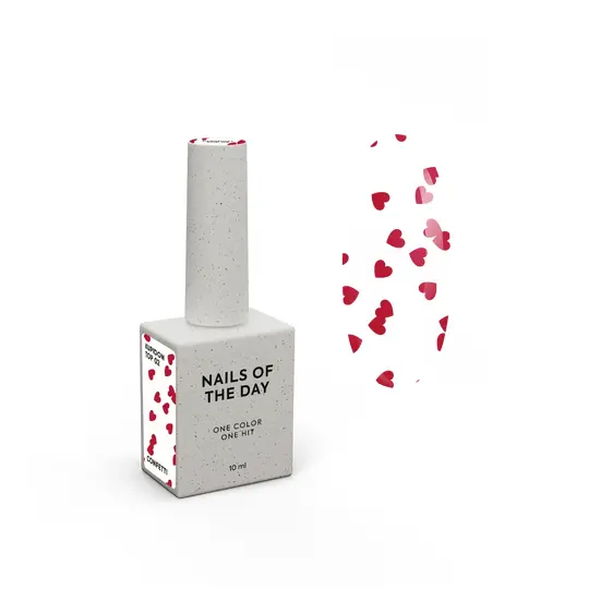 NOTD. "Kupidon" Top #02, 10 ml, топ з червоними сердечками