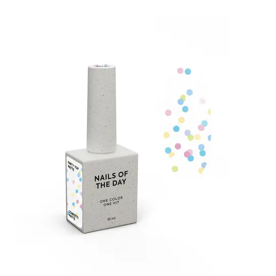 NOTN. Matte Top "Party", 10 ml, матовий топ з неоновими шестигранниками
