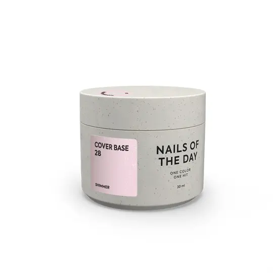 NOTD. Cover Base, NEW Formula #28, 30 ml, пудрово–рожева камуфлююча база зі срібним шимером