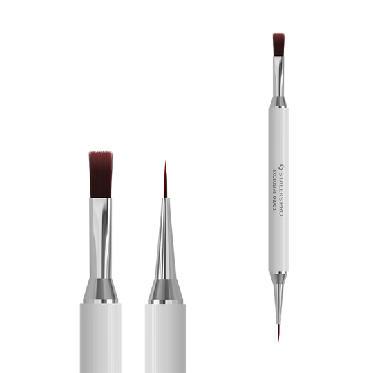 STALEKS. Manicure brush, Exclusive 08/03, for gel 11 mm / liner 10 mm. Пензлик-лайнер для манікюру двосторонній