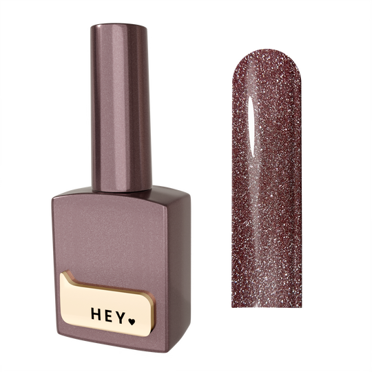 HEYLOVE. Reflective Gel Polish, GRACEFUL, 15 ml, гель-лак, припилено-рожевий зі срібними світловідбиваючими частинками