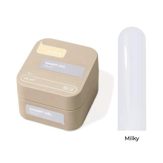 HEYLOVE. Smart gel, MILKY, 30 ml, liquid builder gel, гель для нарощування, молочно-білий