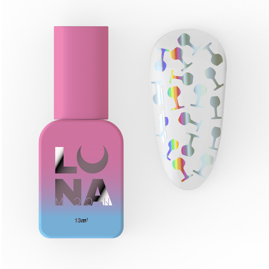 УЦІНКА / LUNAmoon. Bestie Top Coat, 13 ml, топ з голографічними келихами