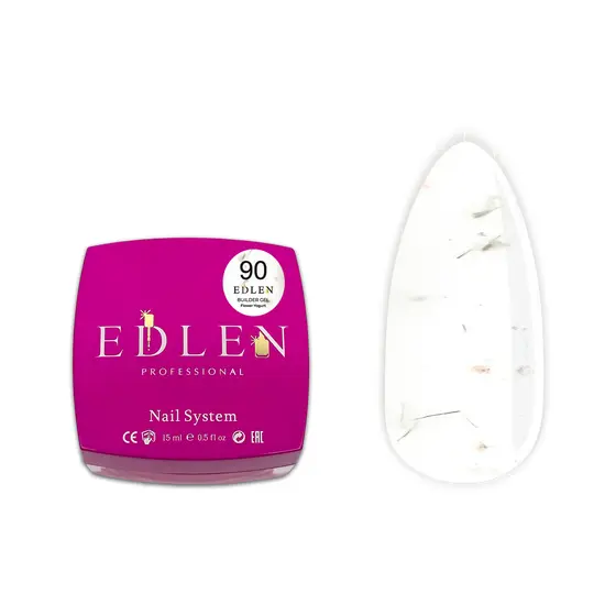 EDLEN. Builder gel, Flower Yogurt #90, 15 ml. Гель для нарощування, з сухоцвітами