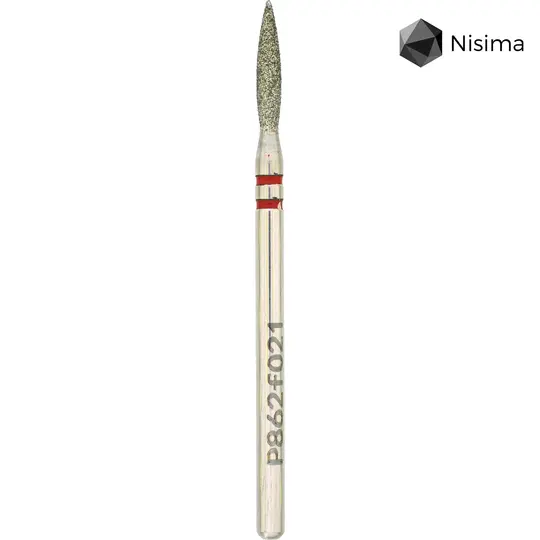 Nisima. Фреза алмазна "ПОЛУМ'Я" червона, Ø 2.1 mm, гостра, P862f021