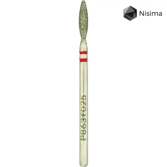Nisima. Фреза алмазна "ПОЛУМ'Я" червона, Ø 2.5 mm, безпечна, P863f025
